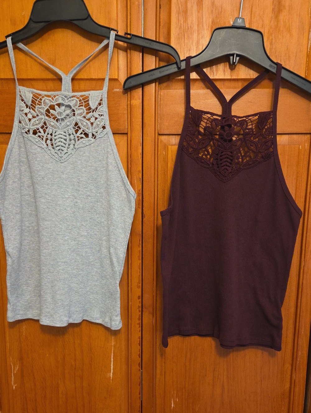 Aeropostale Crochet-Back Tank Top Bundle in Gray and Burgandy